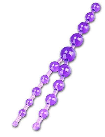 Фиолетовые анальные бусы Crazy Pleasure - 32 см.
