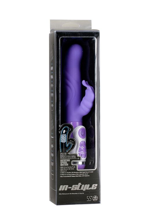 Фиолетовый вибратор с клиторальной стимуляцией INSTYLE DUO VIBRATOR 5.5INCH - 14 см.