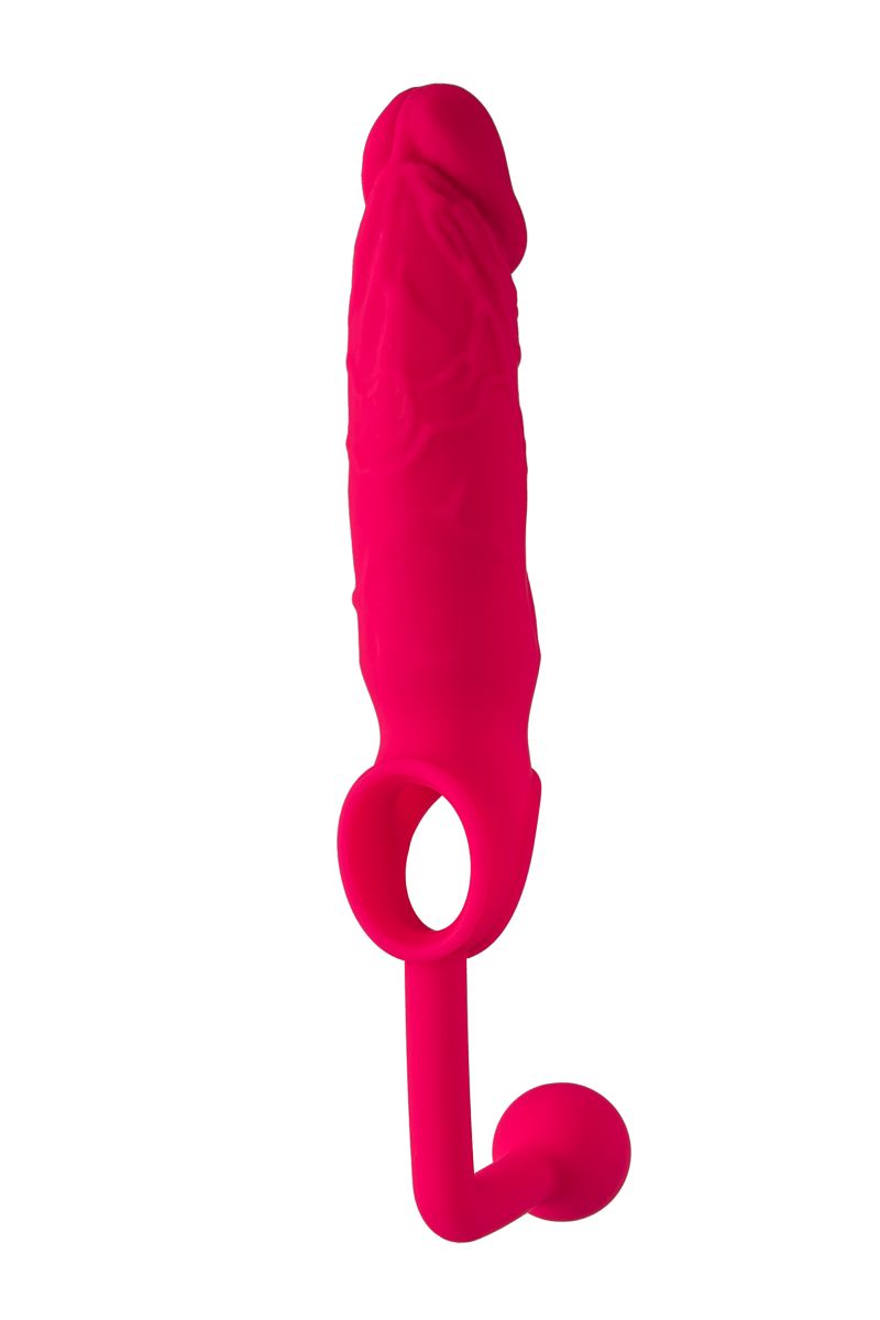 Розовая насадка на пенис с анальной втулкой-шаром