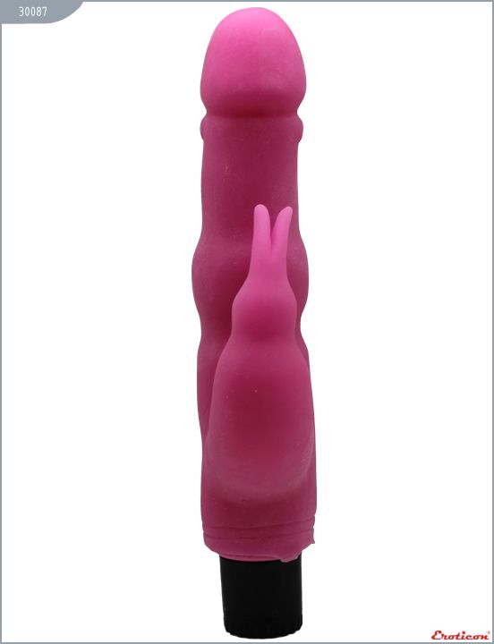 Розовый вибратор с дополнительной стимуляцией - 21,5 см.