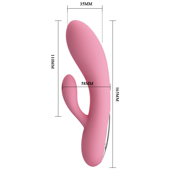 Нежно-розовый вибратор с клиторальным отростком Carol - 16,5 см.