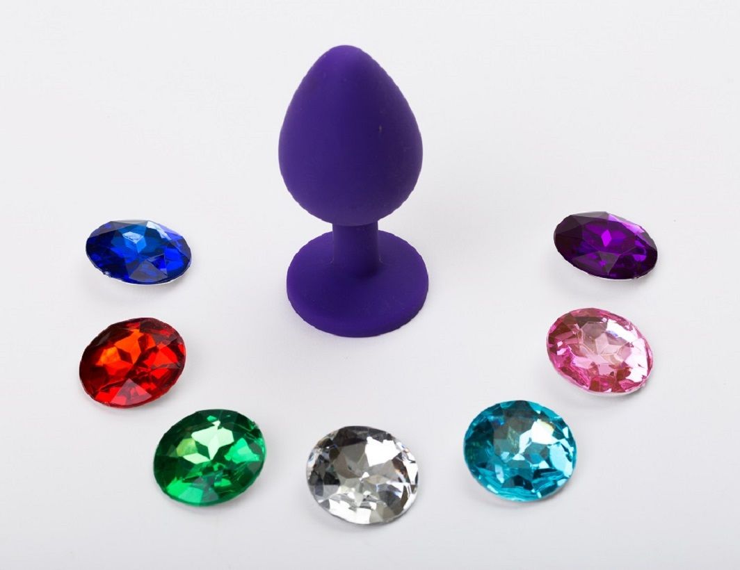 Фиолетовая силиконовая пробка с 7 сменными кристаллами - 8,2 см.