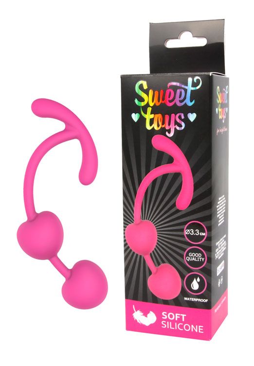 Розовые силиконовые вагинальные шарики с ограничителем
