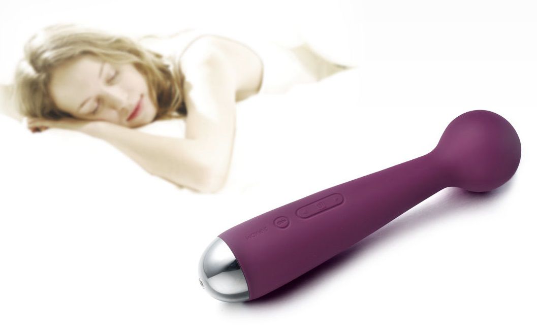Фиолетовый вибростимулятор Emma с насадкой - 21 см.