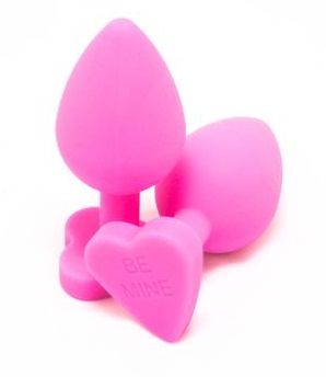Розовая силиконовая пробка с основанием-сердцем - 8 см.