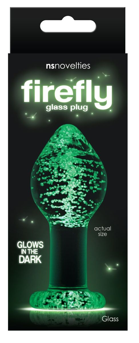 Прозрачная, светящаяся в темноте анальная пробка  Glass Plug Large - 9,7 см.
