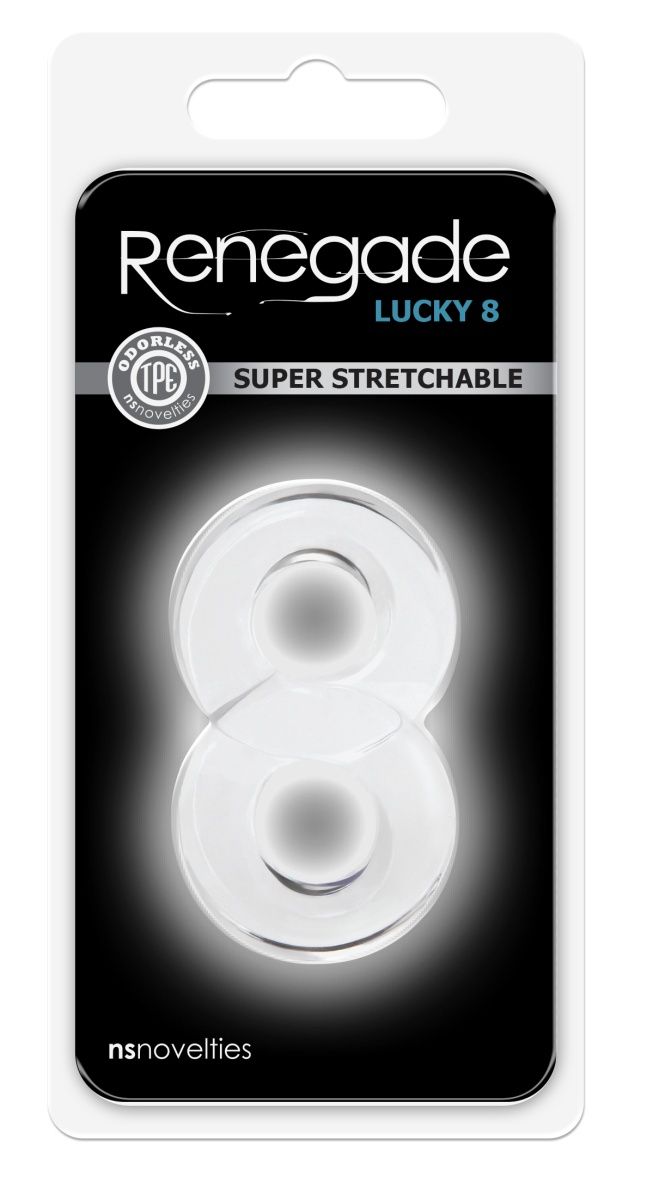 Прозрачное эрекционное кольцо с подхватом мошонки Lucky 8
