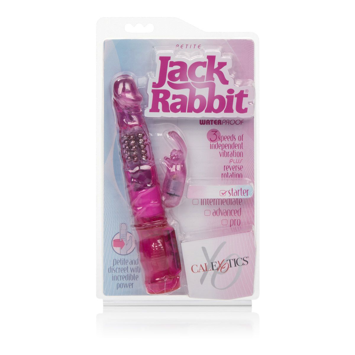Розовый вибромассажер Petite Jack Rabbit - 24 см.