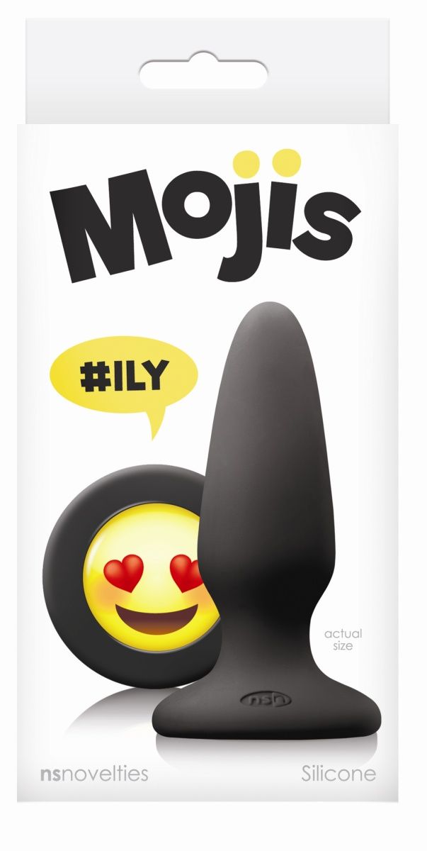Черная силиконовая пробка среднего размера Emoji ILY - 10,2 см.