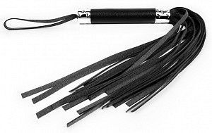 Черная многохвостая плеть с круглой ручкой - 44 см.