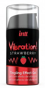 Жидкий интимный гель с эффектом вибрации Vibration! Strawberry - 15 мл.